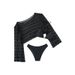 Women's Clothing Mesh Long Sleeved Blouse Beach Three Piece Swimsuit Women's High End Bikini Swimwear_ecoleips.com
