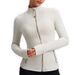 Women's Gold Zipper Stand Collar Yoga Jacket Slim Fit Cardigan Fitness Wear Sports Style_ecoleips.com