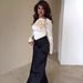 Women's Clothing Color Blocked Satin Long Dress Autumn Floral Slim Fit Women's Clothing Style With Accessories_ecoleips.com