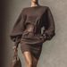 Women's Clothing Women's Batwing Sleeve Off-Shoulder Knit Sweater With Belt, Slim Fit Pullover Top, Pure Color Casual Streetwear, Autumn Fashion_ecoleips.com