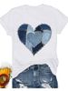 European And American Cross-border Foreign Trade Women's Clothing, Simple Heart-printed Round-neck Short-sleeve T-shirt_ecoleips.com