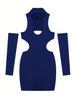 Summer 2026 Sexy Cutout Hanging Neck Dress European American Solid Color Tight Wrapped Hip Dress For Women_ecoleips.com