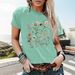 BLACKOO Women Graphic Tee Casual Floral T Shirts_ecoleips.com