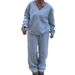 Retro Revival V-Neck Sweatshirt Set With Relaxed Pants ( Fall/Winter Collection)_ecoleips.com