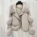 Women's Clothing fox fur quilted casual style fur coat loose high quality_ecoleips.com