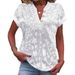 Women's Clothing Summer Casual Solid Color V Neck Short Sleeve Shirt High-Quality Materia_ecoleips.com