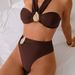 Women's Clothing Women's Bikini Swimsuit Sexy Fashion Metal Accessory Style Quick-Dry Polyester, Modest Coverage, Beach & Pool Ready_ecoleips.com
