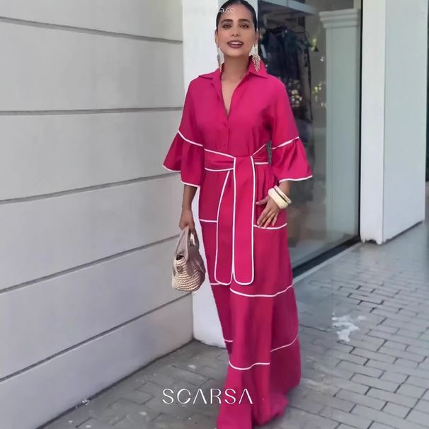Women's Clothing Elegant Long Robe Dress 2026 Spring Autumn New Style American Casual England Style_ecoleips.com