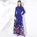 Verve Pleated High-End Round Neck Irregular Pullover Top For Women With Butterfly Print And Floor-Length Skirt Two-Piece Set_ecoleips.com