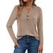 Women's Long Sleeve T-Shirt V-Neck Casual Loose Top Spring/Autumn Fashion European And American Style Cross-Border Clothing_ecoleips.com