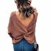 Plus Size V-Neck Backless Sweater – Chunky Knit Long Sleeve Pullover (S-XXXL, 22 Colors)_ecoleips.com