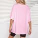 Women's Casual Pink T-Shirt round Neck Short Sleeve Loose Print Sporty Simple Top_ecoleips.com