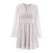 Women's Clothing Simple Temperament Jacquard Waist Dress For Women Spring New Design V Neck Lantern Sleeve A Line Skirt_ecoleips.com