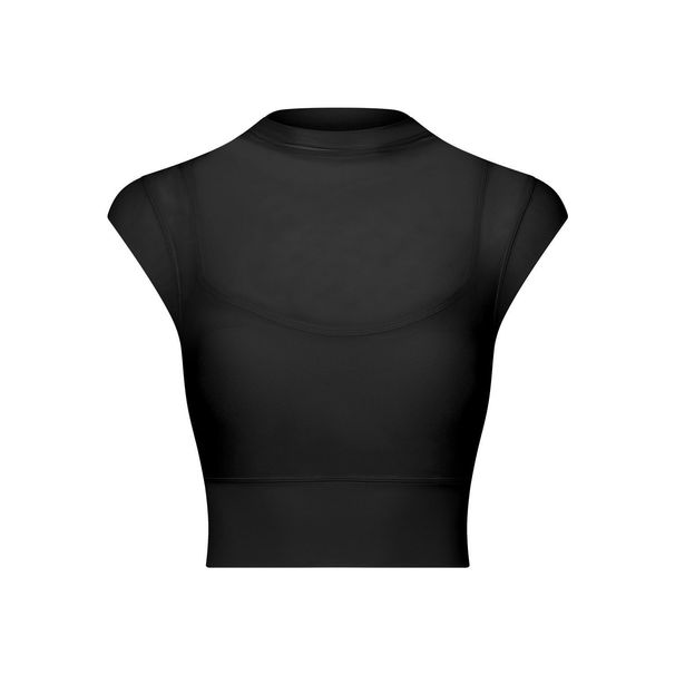 K Sexy Mesh Yoga Suit With Flying Sleeves And Padded Sports Bra With One-piece Cup For Fitness Top_ecoleips.com
