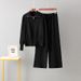 Elegant Knitted Two Piece Set for Women Double Zipper Lapel Sweater Loose Casual Long Sleeved Top Wide Leg Pants_ecoleips.com