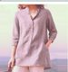 Verve 2025 Autumn New Women's Solid Color Three-Quarter Sleeve Stand Collar Cotton Linen Casual Pullover Shirt_ecoleips.com
