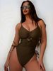 Women's Clothing Brown Cutout Strappy One Piece Swimsuit Style Women's Bikini Swimwear For Formal & Casual For Women_ecoleips.com