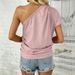 Aria Basics Aria Basics Cross-border Foreign Trade 2026 Summer Pullover European And American Women's Pleated Top Unique Pink Off-Shoulder_ecoleips.com