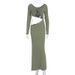 Fashion Sexy Long Sleeve Hollow Out Slim Fit Maxi Dress Women Vacation Beach Style Casual Evening Party Long Dress_ecoleips.com