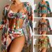 Women's Clothing Swimming River Swimsuit Long Sleeved Cover Up Split Three Piece Set Printed Sexy Swimsuit Women's Bikini_ecoleips.com