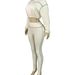 Women's Clothing Sexy Two Piece Set Drop Shoulder Sleeve Elastic Waistband Tight Fitting Long Pants_ecoleips.com