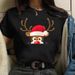 Merry Christmas, Christmas Tree, Santa Claus, Printed Women's Short Sleeve Loose Plus Size T-Shirt_ecoleips.com