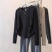 Women's Relaxed Fit Textured Base Layer Top with Ribbed Pleats Fitted Shoulders Slimming Waist Trendy Stylish_ecoleips.com
