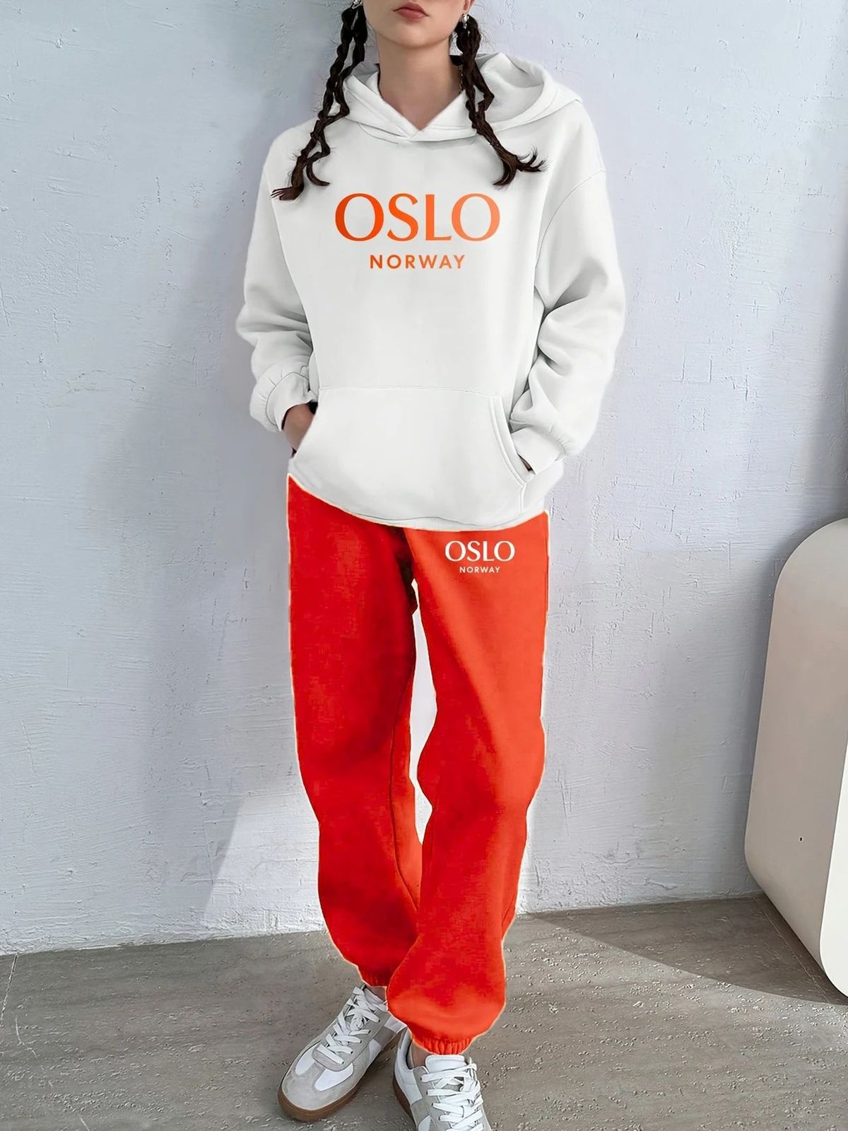 Women's Letter Print Hoodie Set, Long Sleeve Pullover Sweatshirt And Elastic Waist Pants_ecoleips.com