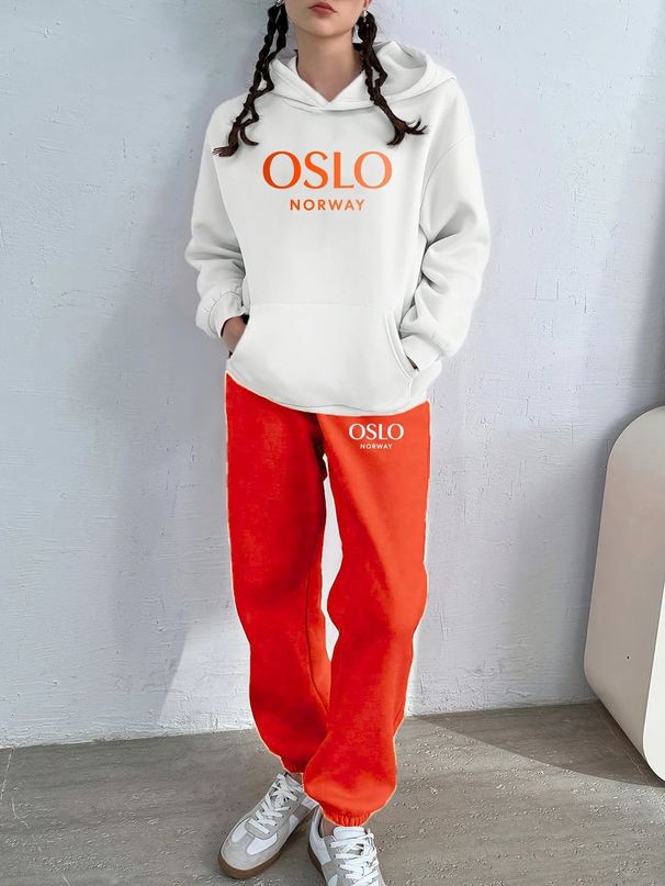 Women's Letter Print Hoodie Set, Long Sleeve Pullover Sweatshirt And Elastic Waist Pants_ecoleips.com