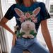 Women’S Clothing Short Sleeved Women's T Shirt Happy Easter Bunny Digital Printing_ecoleips.com