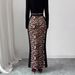 European And American Cross-border 2026 New Leopard Print Patchwork High-waisted Slim-fit Bodycon Skirt With Slit_ecoleips.com