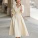 2026 New Spring Women's Clothing, Cross-Border European And American Dresses, Elegant Waist-Cinching Slim-Fit French_ecoleips.com