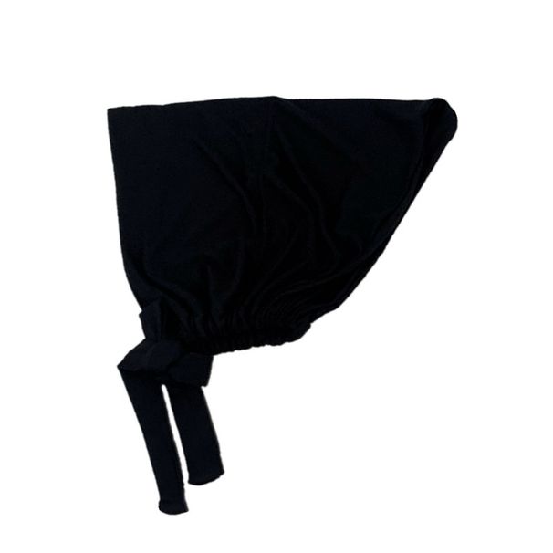 Women's Clothing Solid Color Mercerized Cotton Strap Elastic Bottoming Hat Adjustable Tie Headscarf Wool Muslim Cap_ecoleips.com