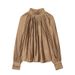 Women's Oversized Long Sleeve Blouse Bohemian Floral Print Draped Neckline Button Details Shirt Top_ecoleips.com