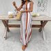 Summer Women's Striped Print U Neck Sleeveless Vest Long Dress_ecoleips.com