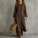 Women's Casual Linen Two Piece Set Long Irregular Top With Single Breasted Design European And American Style_ecoleips.com