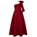 Verve D3322 Women's New Asymmetric Shoulder Large Bow Sexy Long Dress_ecoleips.com