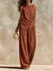 Best-selling 2026 Summer Cross-border Women's Clothing Set: Striped Fashion Design, Sleeveless High-waisted Wide-leg Pants, Two-piece Set_ecoleips.com