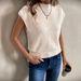 Oversized Knit Vest – High Neck & Long Sleeve Layering Piece For Women (Rayon Blend, 4 Sizes, Cream)_ecoleips.com