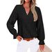 Elegant V-Neck Women's Lace Blouse Long Sleeve Jacquard Embroidery Top for Casual Office Wear_ecoleips.com