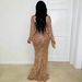 Women's Deep V Cheetah Print Dress – Long Sleeve Bodycon With High Slit & Mesh Detail (S-Xxl) All-Day Comfort_ecoleips.com