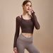 K Yoga Suit Top With High-end Feel, Mesh Long Sleeved Short Sleeved Two-piece Set, Sports Interior One-piece_ecoleips.com