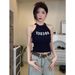Purely Desirable Hot Girl Outfit: Halter Neck Camisole For Women, Summer Outerwear, Embroidered Lettering, Slim-fit_ecoleips.com
