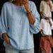 New 2026 Women's Casual Cotton Linen Top Loose round Neck Nine Sleeve Shirt Comfortable Linen Blend Fashionable Women's Clothing_ecoleips.com