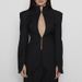 Elegant Hollow-Out Long Sleeve Blazer For Women - Slim Fit Office Wear, Spring Fashion, Black (S-2xl)_ecoleips.com