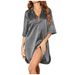 Aria Basics Cross-Border Women's Satin Nightgown Bathrobe Solid Color Glossy Summer Thin Sexy Short Cardigan Robe_ecoleips.com