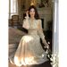 French Floral Chiffon Dress For Children, Spring Autumn 2025 New Medium To Long Style, Slim Fit, Slimming And High-End_ecoleips.com