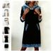 Women's Clothing Contrast Panel Long Sleeve Dress – Sexy Waist-Defining Hooded Midi (S-XXXL, White/Black)_ecoleips.com