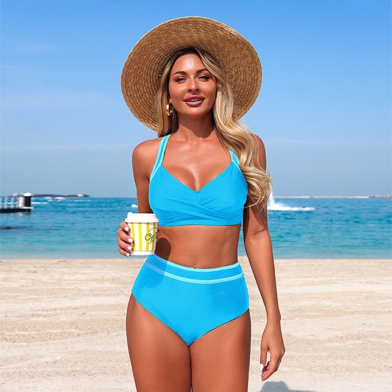 Women's Clothing High-Elasticity Bikini Set – Quick-Dry Nylon Blend (S-XL, Black/Teal/Orange)_ecoleips.com