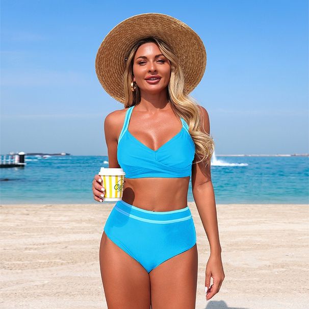Women's Clothing High-Elasticity Bikini Set – Quick-Dry Nylon Blend (S-XL, Black/Teal/Orange)_ecoleips.com